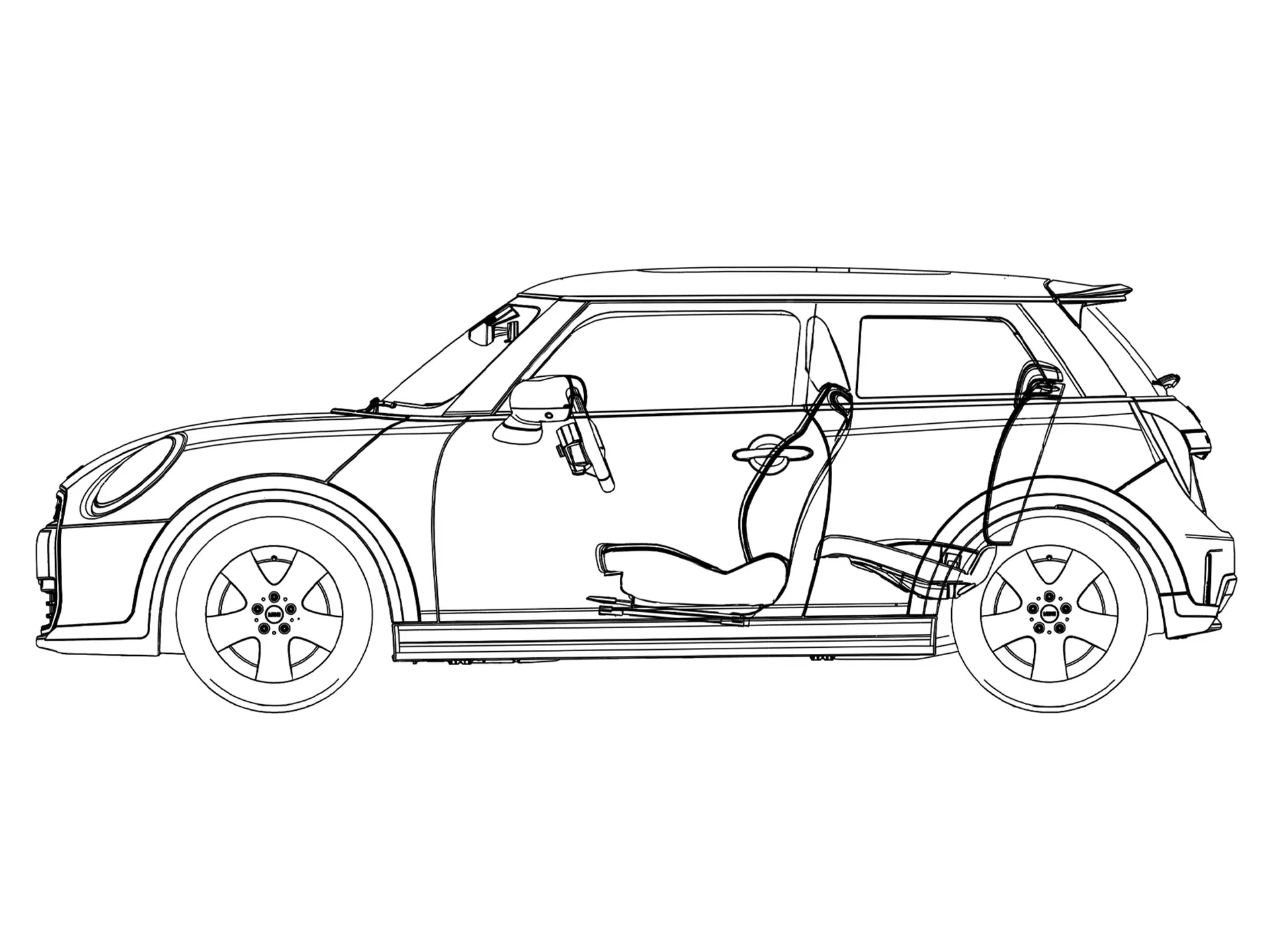 MINI Cooper 3-Door  - Side View sketch