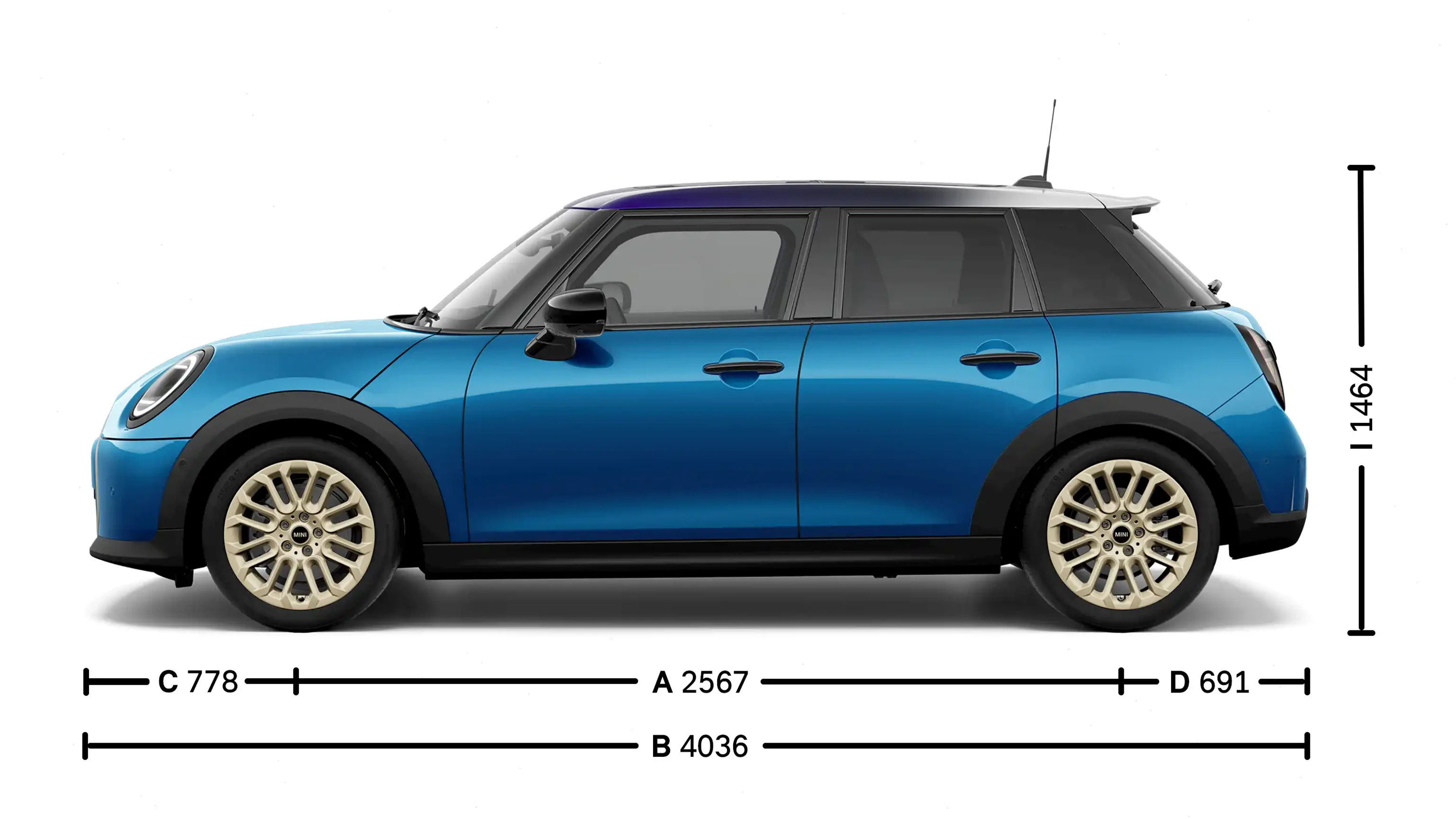 MINI Cooper 5-Door - Dimensions Side