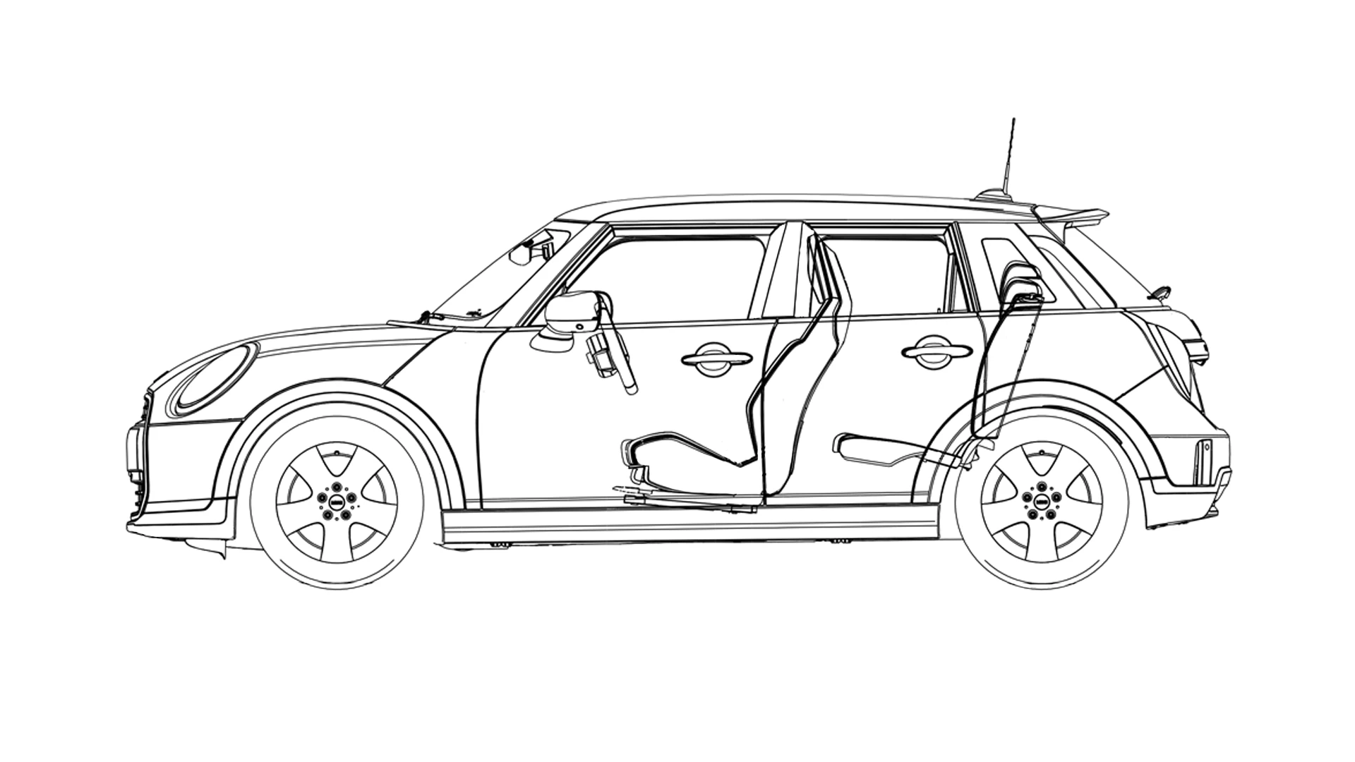 MINI Cooper 5-door - Side View sketch