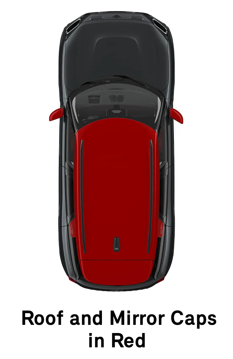  MINI - equipment - jcw style roof and mirror caps in red